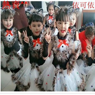 六一兒童舞蹈演出服幼兒園動物裝學貓叫貓咪表演服波斯貓服舞臺。73200
