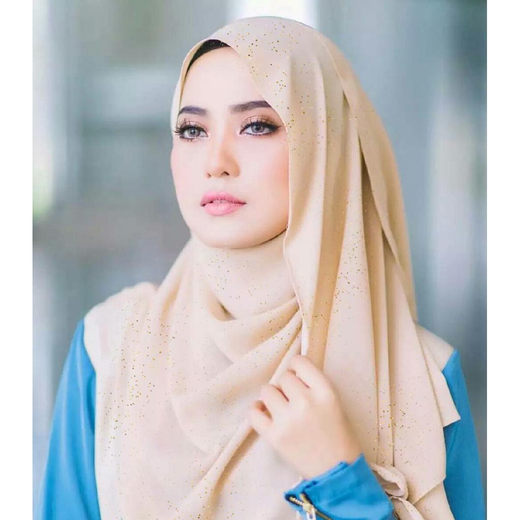 糖果色單色金粉圍巾珍珠雪紡穆斯林包頭巾 Hijab Muslim Hijab伊斯蘭教服飾穆斯林頭巾 珍珠雪紡泡泡巾 圍巾