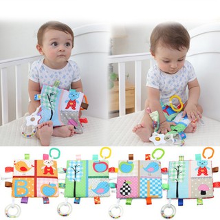 🍓Se7en童嬰堡🍦超可愛 嬰兒卡通標籤安撫巾 帶響紙牙膠 兒童玩具