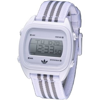 【adidas】手錶 ADH2732休閒運動風帆布電子腕錶-白_保固一年，超值搶購