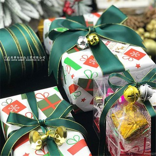 伴手禮品丨墨綠色雙面金邊絲帶蛋糕物包裝喜糖果盒彩帶蝴蝶結裝飾