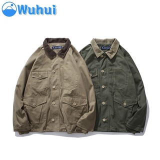《Wu Hui》仿破壞多口袋工裝中長版夾克外套 A2