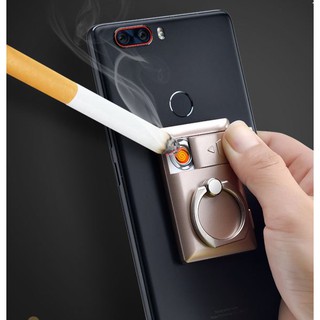 【充電打火機】指環usb充電打火機小巧個性手機指環支架電子點煙器 送禮 交換禮物