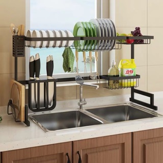 黑色不鏽鋼水槽架晾碗碟架瀝水廚房置物架用品收納水池放碗架碗櫃