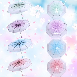 創意櫻花透明三折雨傘 折疊 女 韓國日本櫻花樹蔭傘 文藝清新可愛萌傘