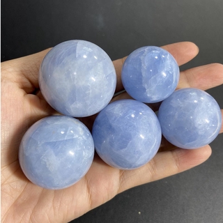 天然水晶球天青石小球藍晶球把玩件擺件天青石原石打磨水晶球飾品