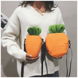 【Bfuming】日系軟妹 創意可愛 胡蘿蔔斜挎包 多功能兩用 零錢包 手機包 帆布小包 斜挎小包