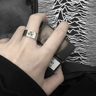 超酷滴生化符號 鋼鈦 寬版戒指-兩色