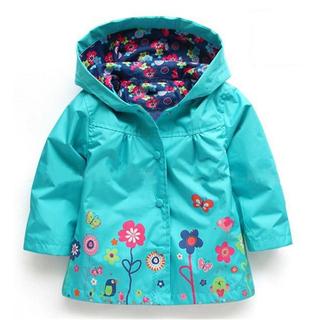 ♥萌妞朵朵♥韓國藍色時尚花朵繽紛兒童雨衣風衣/小孩女童學生雨衣雨披