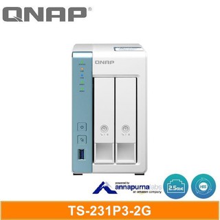 免運公司貨！QNAP TS-231P3-2G / 4G 網路儲存伺服器 快照功能防勒索病毒 NAS