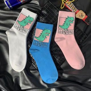 【現貨】韓國原創恐龍學院風襪子 男女滑板嘻哈條紋短筒運動潮襪子