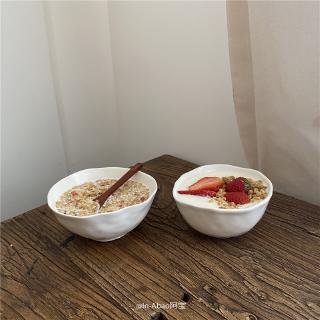 韩国ins風 白色不规则陶瓷碗 沙拉水果碗 酸奶碗 麦片碗一人食餐具