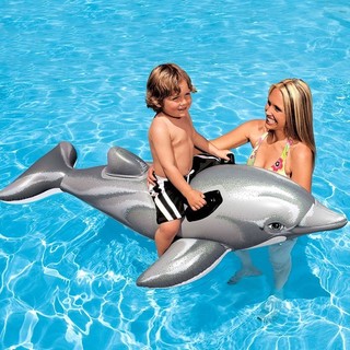 ''微利良品'' INTEX精品58535可愛兒童海豚坐騎 遊泳圈 浮圈充氣座騎 充氣浮漂175*66CM