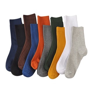 『 一件免運 』潮流基本中筒長襪 Basic Socks 粗針織條紋 堆疊中長襪【UNO STORE】 (1)