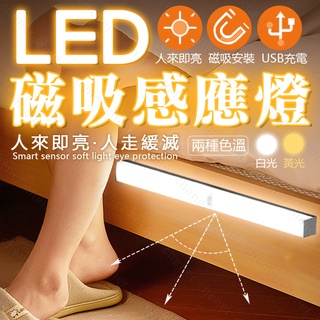 磁吸感應燈 人體 LED 燈條 露營燈 USB充電 LED感應燈 小夜燈 走廊燈 櫥櫃燈 氛圍燈 展示燈 床頭燈 白光