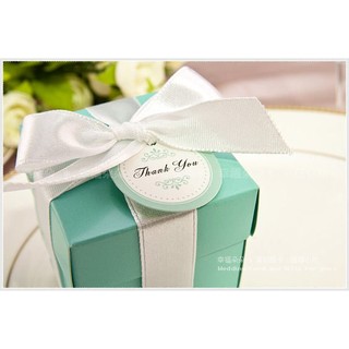 【單售-歐美流行T色經典藍喜糖盒(DIY含緞帶.小卡-不含內容物)】婚禮小物 幸福朵朵