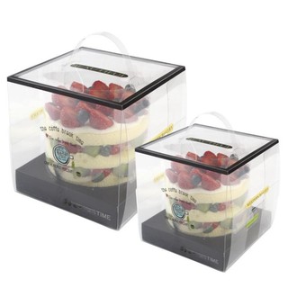 預購賣場 食品级透明pet手提蛋糕盒3吋4吋5吋 慕斯點心盒 包裝盒 透明手提盒 塑膠手提盒
