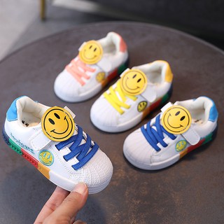 2020春秋季女寶寶鞋子男童小白鞋嬰兒軟底板鞋兒童笑臉學步機能鞋b30