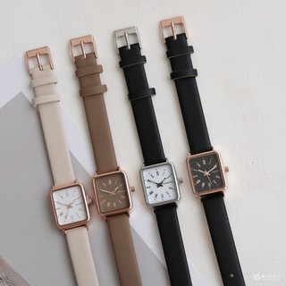 【BuCHA】韓國STACCATO 大地舒心方形真皮錶-4色｜手錶