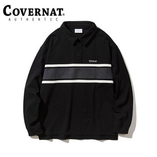 [COVERNAT] 橫條紋橄欖球衫 黑