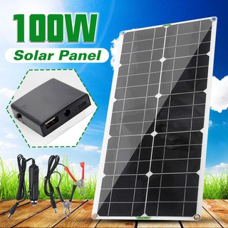 陽光の電 100W 18V 單晶太陽能板 戶外發電板 充汽車電瓶 USB+夾子+汽车 快充