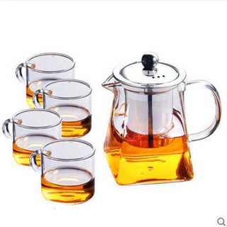 耐熱玻璃茶壺茶杯套裝不銹鋼過濾泡煮茶燒水壺大容量家用功夫茶8146