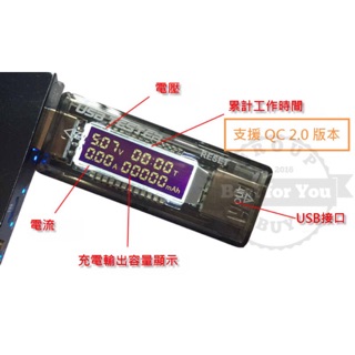 QC2.0 QC 3.0 USB 電流電壓計 KWX-V21 支援高電壓 15V /30V USB檢測表 非陽春版