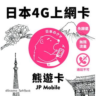 [2020遊日必備] 日本上網卡 高速4G吃到飽 熊遊卡