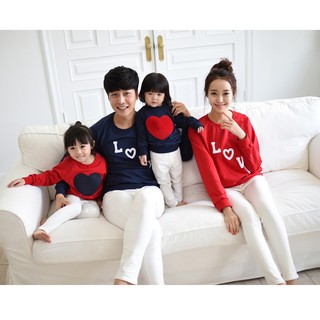 紅藍LOVE長袖t恤（零碼出清）韓版 親子裝 童裝 情侶裝 父子母女裝 全家福裝 班服 團體服（大白熊親子裝）
