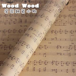 ☆Wood Wood【WZ078】Zakka 復古樂譜印花 禮品包裝紙 牛皮紙 5張一組 (預購)
