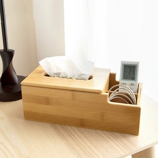 歐式家用竹木質紙巾盒多功能抽紙盒客廳創意家居遙控器桌面收納盒