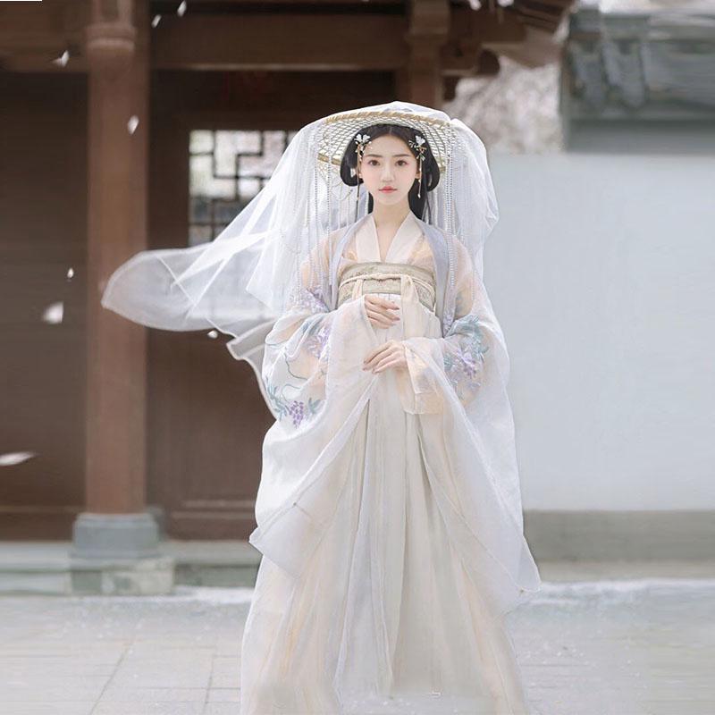 白知音傳統漢服古裝女日常廣袖中國風齊胸襦裙古風秋裝