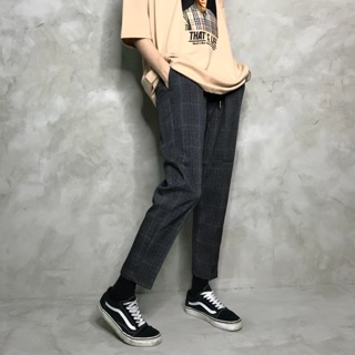 【 DUKE HIDDEN 】韓國復古格紋西裝九分褲