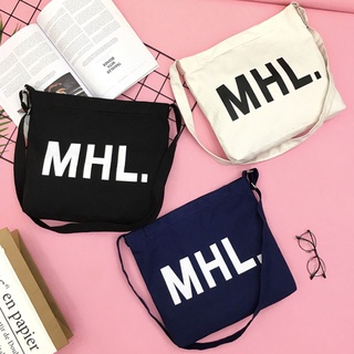 MHL帆布袋 單肩包 手提包 帆布 字母包 斜跨包 環保袋 購物袋 韓國手拿包 女生 女包 BANG【BS01】