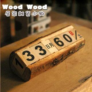 ☆Wood Wood Zakka 原生態松木原木桌面台曆 日曆 創意擺件-預購