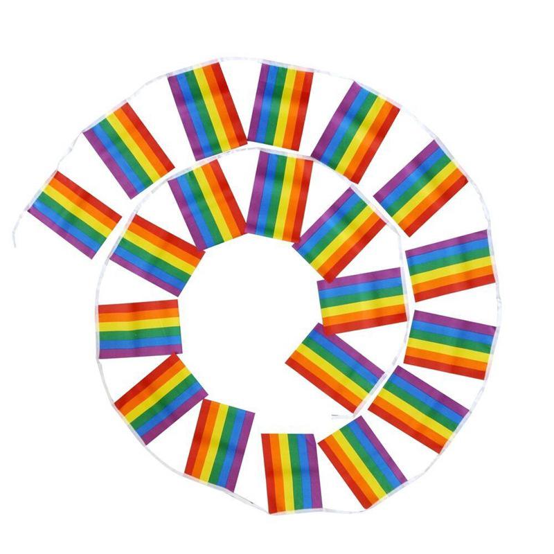 【台灣 華人之光】廠家現貨 彩虹旗 LGBT 14*21cm 8號彩虹串旗 同志旗幟 同性戀Rainbow Flag