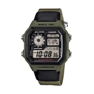 [FLOMMARKET] Casio AE-1200WHB-3B 軍綠 帆布錶帶