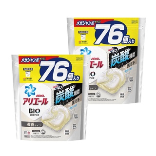 日本P&G Ariel 4D炭酸機能強洗淨洗衣球 清爽微香(76顆X2包)(共152顆)