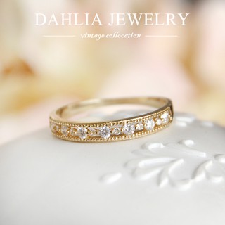 【 Dahlia 】14K金蕾絲緞帶鑲鑽戒指 真金鋯石 輕珠寶