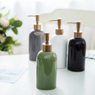 HCW 北歐陶瓷乳液瓶純色多色衛浴創意沐浴乳瓶時尚洗手液瓶