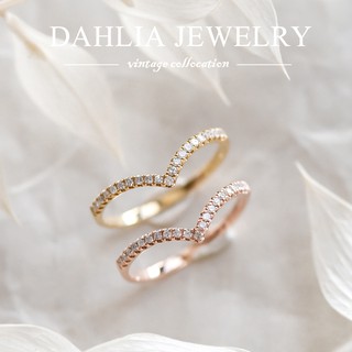 【 Dahlia 】14K金V型曲線鑽石戒指 真金真鑽 V鑽 DR248-V