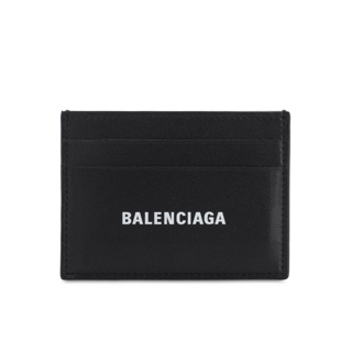 ASCE | Balenciaga 經典白字logo黑色皮革卡夾