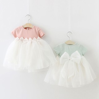 女寶寶公主裙嬰兒夏季大蝴蝶結紗裙兒童連身裙洋裝