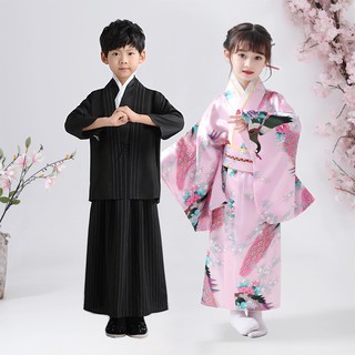 古裝日本兒童和服男女童民族浴衣萬圣節學生合唱演出舞蹈表演服裝 角色扮演服飾