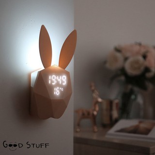 🌈Goodstuff 數字鬧鐘 LED小夜燈 充電式 桌壁鐘 兔子造型 多功能燈 房間裝飾