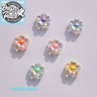 DIY耳環飾品配件12MM幻彩電鍍亞克力梅花珠子透明彩色花朵珠中珠 50顆