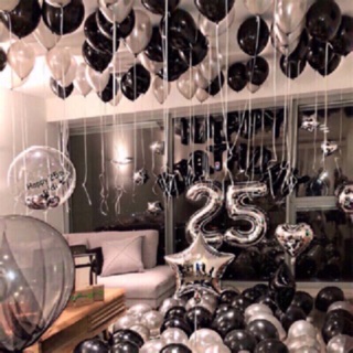 🔥現貨 超商免運 贈香檳+酒杯氣球🔥暗黑色系奢華歐美風100顆 氣球套餐 生日氣球 浪漫求婚 派對會場佈置 香檳氣球