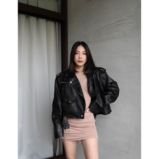 Side walk leather jacket 韓國來的質感超好微短款霧面皮衣