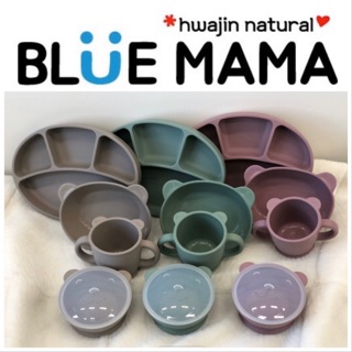 【代購】韓國 Bluemama 矽膠幼兒餐具四件組/吸盤餐盤/吸盤碗/學習水杯/矽膠圍兜/副食品容器