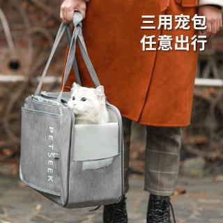 貓包外出便攜寵物揹包雙肩大空間透氣可斜跨手提帆布拎多功能貓包帆布